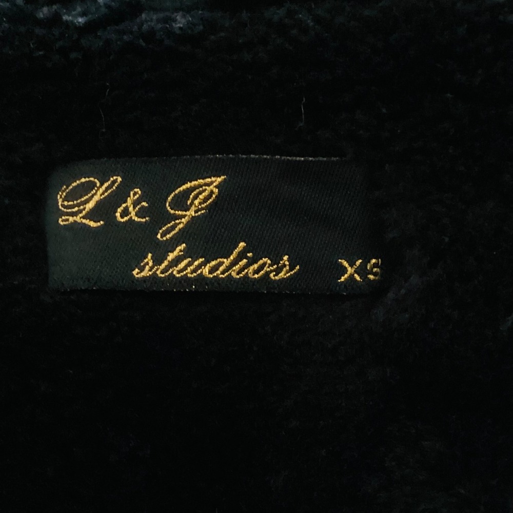 L&J Studios Womens Black Faux Shearling Aviator Moto Jacket Belted XS Gothic - Picture 7 of 11